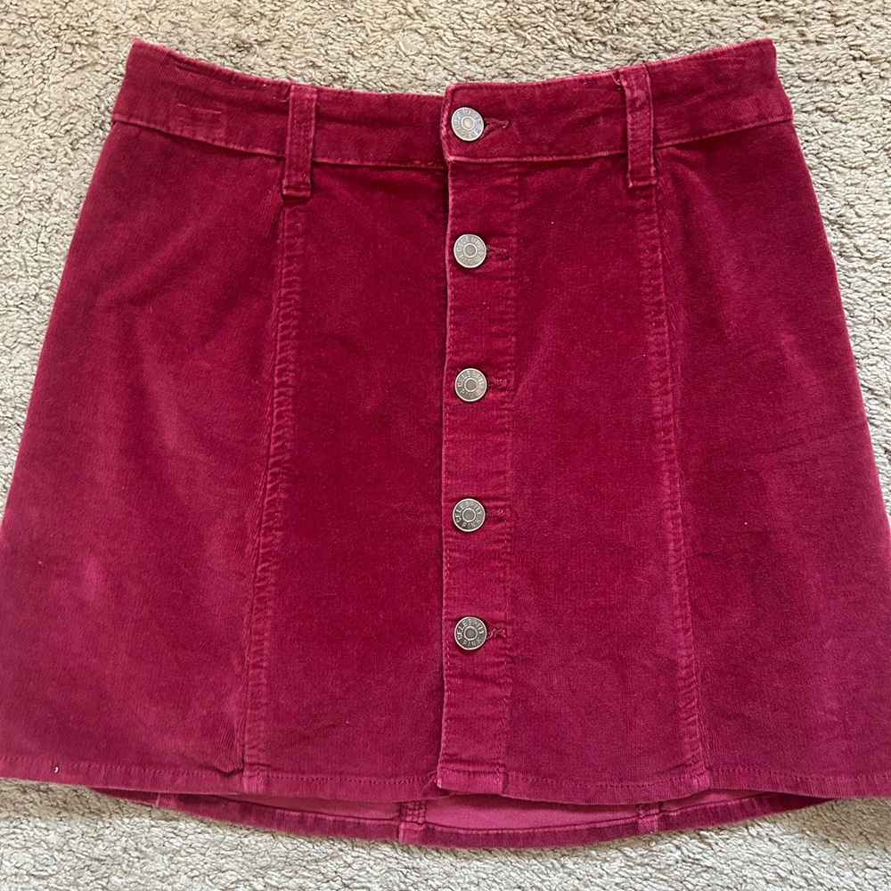 Pinko Burgundy Button-Front Mini Skirt